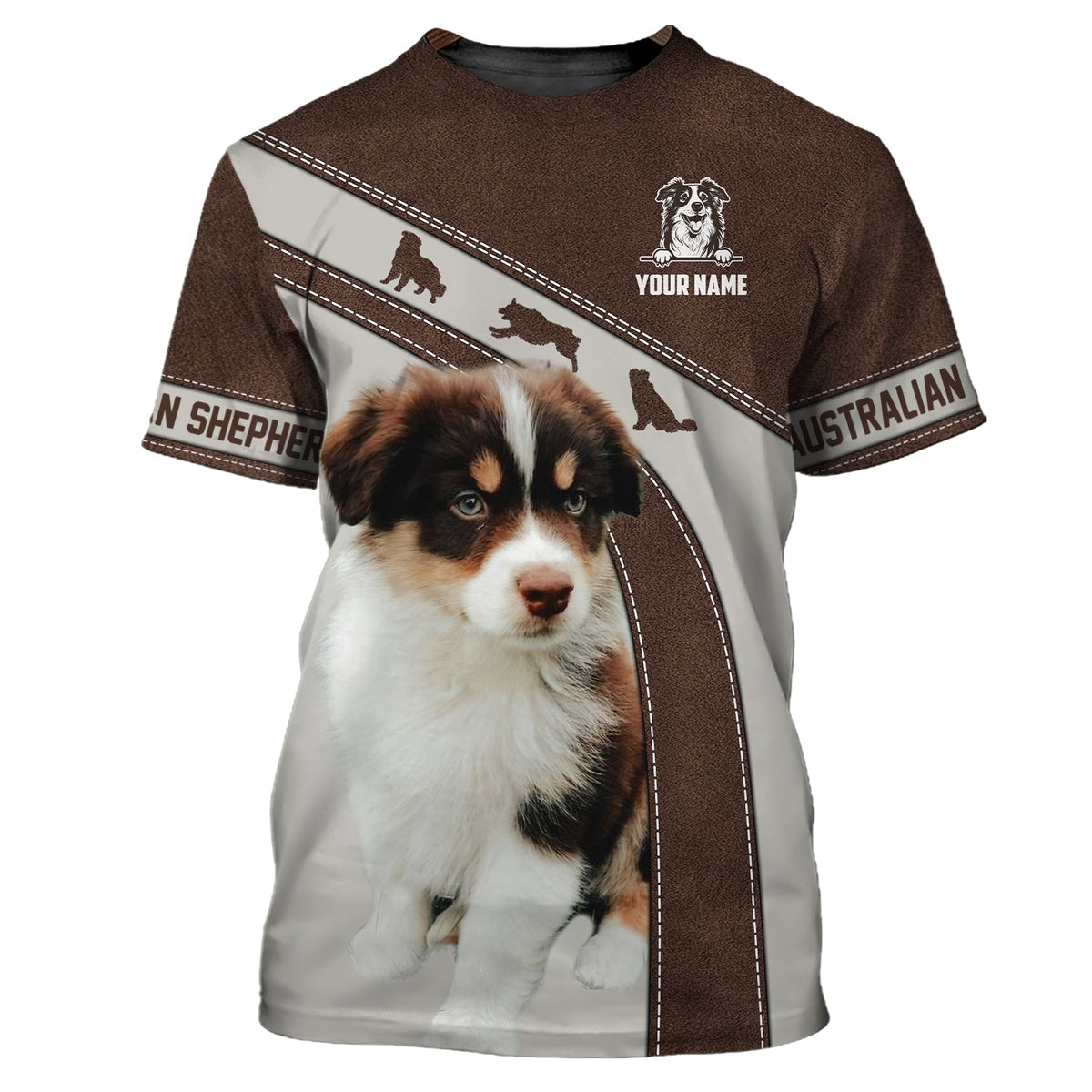 Blisscorners 3D Full Print Australian Shepherd Zipper Hoodie Personalized Name Gift For Dog Lovers