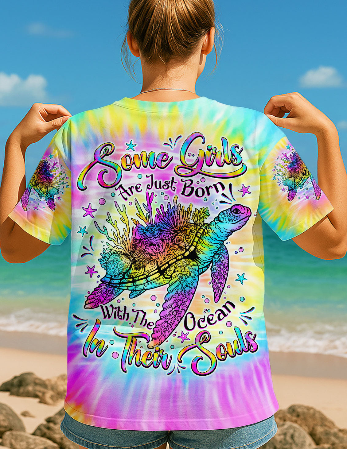 BLISSCORNERS SOME GIRLS ARE JUST BORN TURLTE TIE DYE ALL OVER PRINT