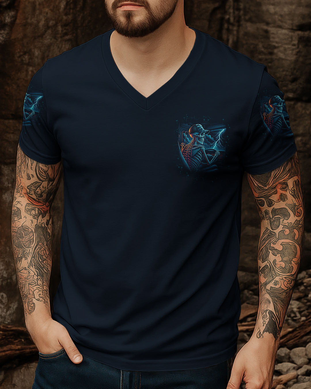 BLISSCORNERS I MAY BE OLD LINEMAN SKULL ALL OVER PRINT