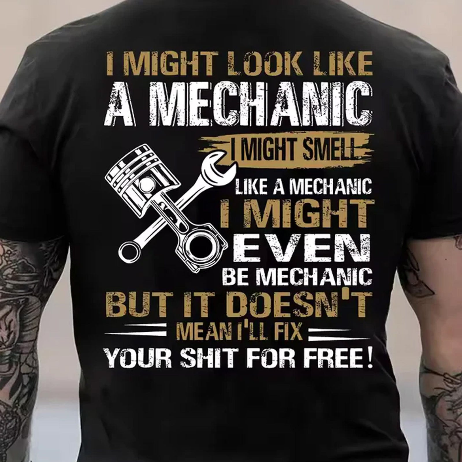 Blisscorners I Might Look Like A Mechanic Shirt Mechanical Repair Parts Tools Printed T-shirt