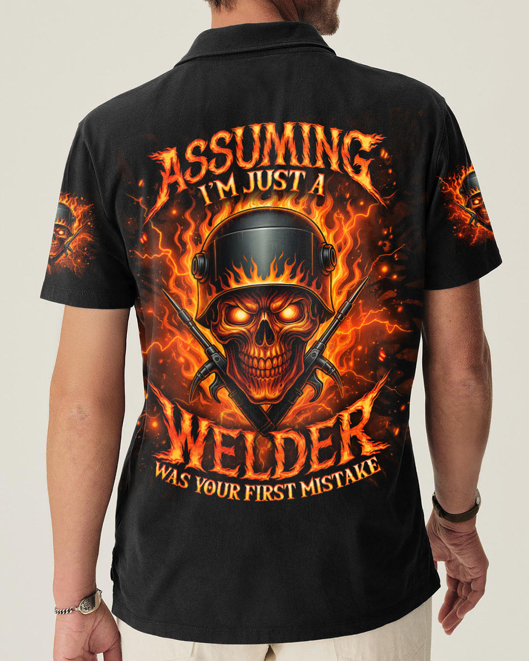 BLISSCORNERS WARNING THIS WELDER SKULL ALL OVER PRINT
