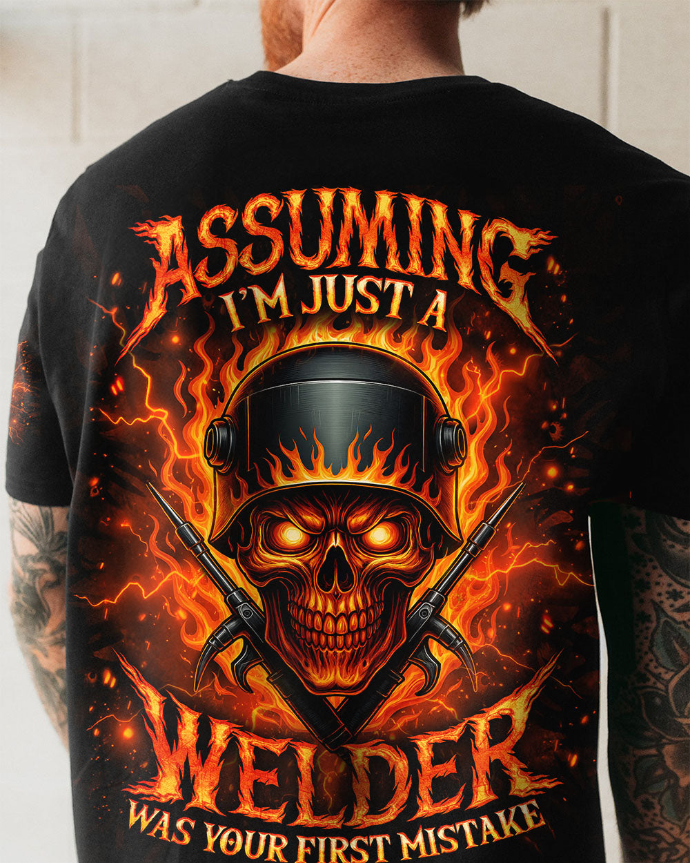 BLISSCORNERS WARNING THIS WELDER SKULL ALL OVER PRINT
