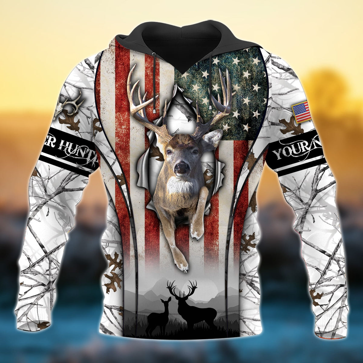 Blisscorners Personalized Premium Deer Hunting 3D Hoodie (3 Colors)