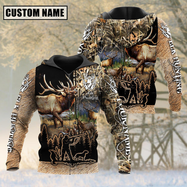 Blisscorners Custom Name Elk Hunting Camo Style Shirt 3D Shirt