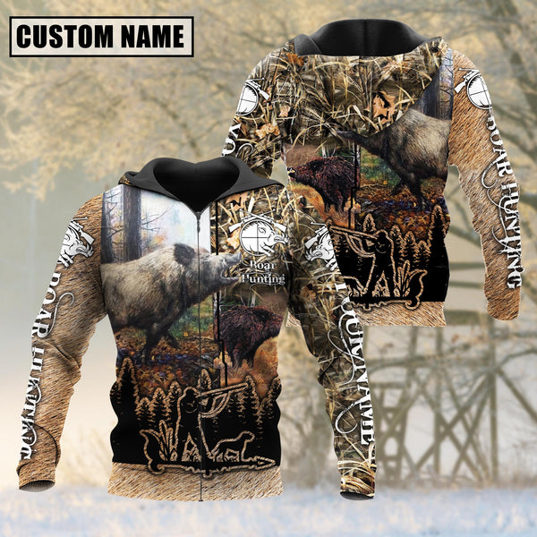Blisscorners Custom Name Boar Hunting Camo Style Shirt 3D Shirt
