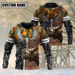 Blisscorners Beautiful Moose Hunting Camo Personalized 3D Hoodie For Hunting Lover